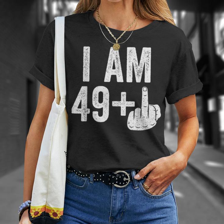 I Am 49 Plus Middle Finger 50Th Birthday T-Shirt Geschenke für Sie