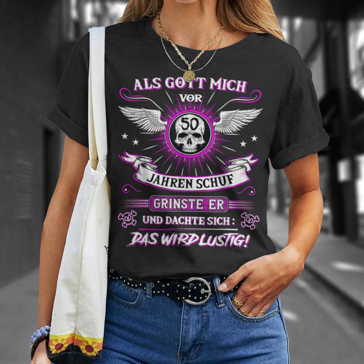 50Th Birthday Als Gott Michor 50 Jahre Schuf Grinste Er Grins T-Shirt Geschenke für Sie