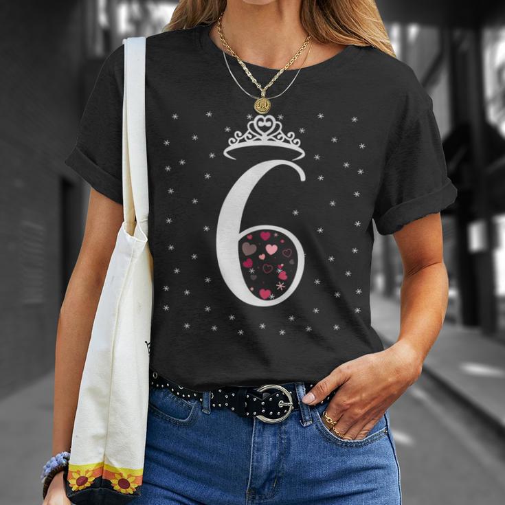 6 Herzen Krone 6 Jahre Alt Happy 6Th Birthday Mädchen Frauen T-Shirt Geschenke für Sie