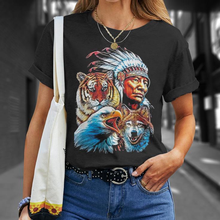 Águila Lobo India Nativa Americana Americana Del Norte Camiseta unisex Regalos para ella