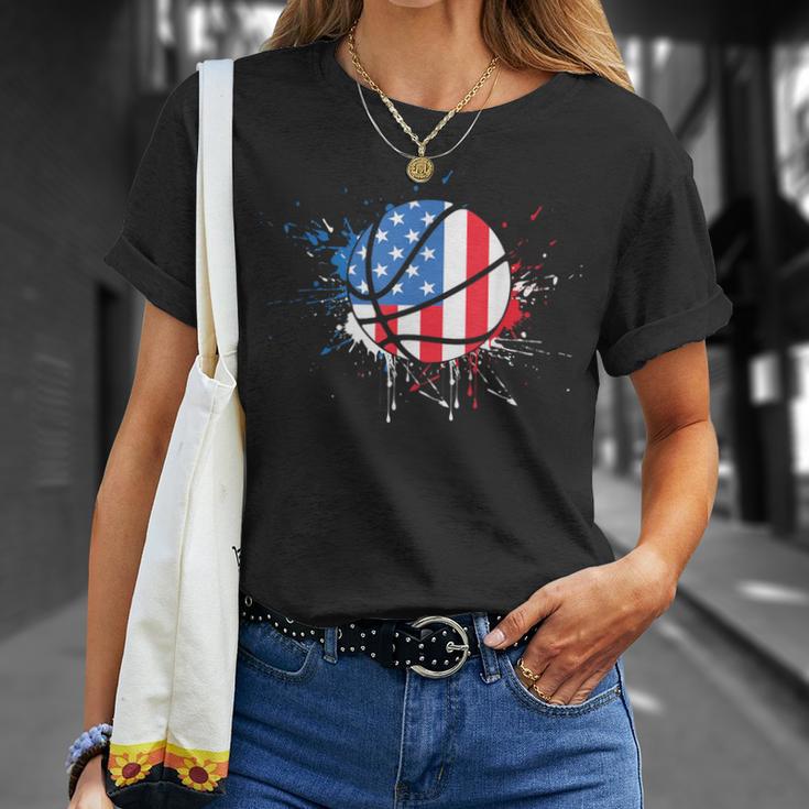 American Flag Baller Dunking Usa Flag Basketball T-Shirt Geschenke für Sie