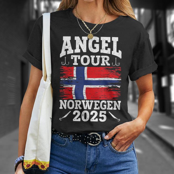 Angel Tour Norway 2025 Fishing Team Norway Flag Angler T-Shirt Geschenke für Sie