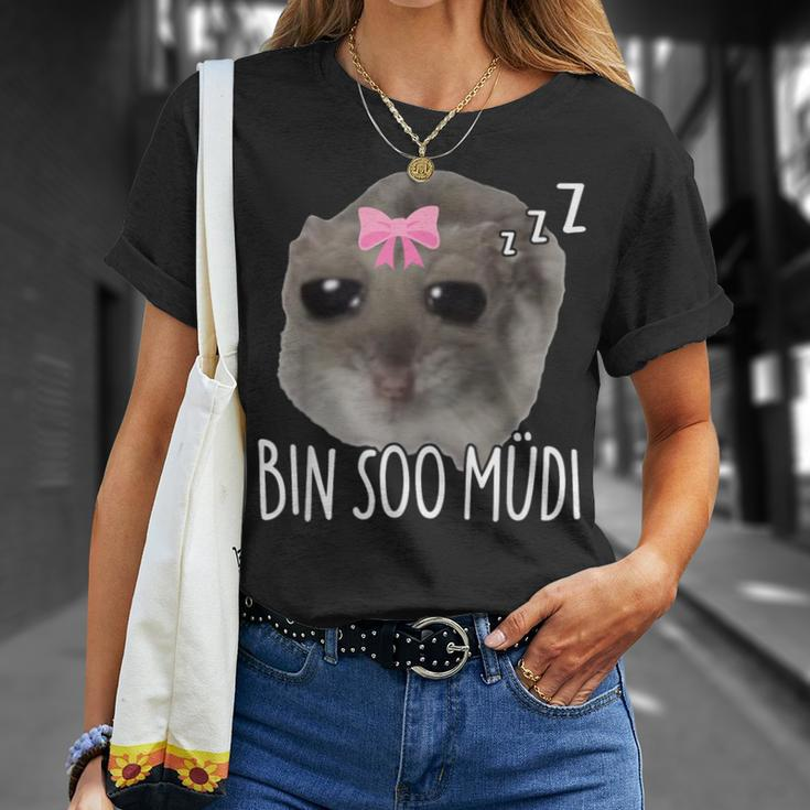 Bin Soo Müdi X So Müde Sad Hamster Sleep Meme Sleeping T-Shirt Geschenke für Sie