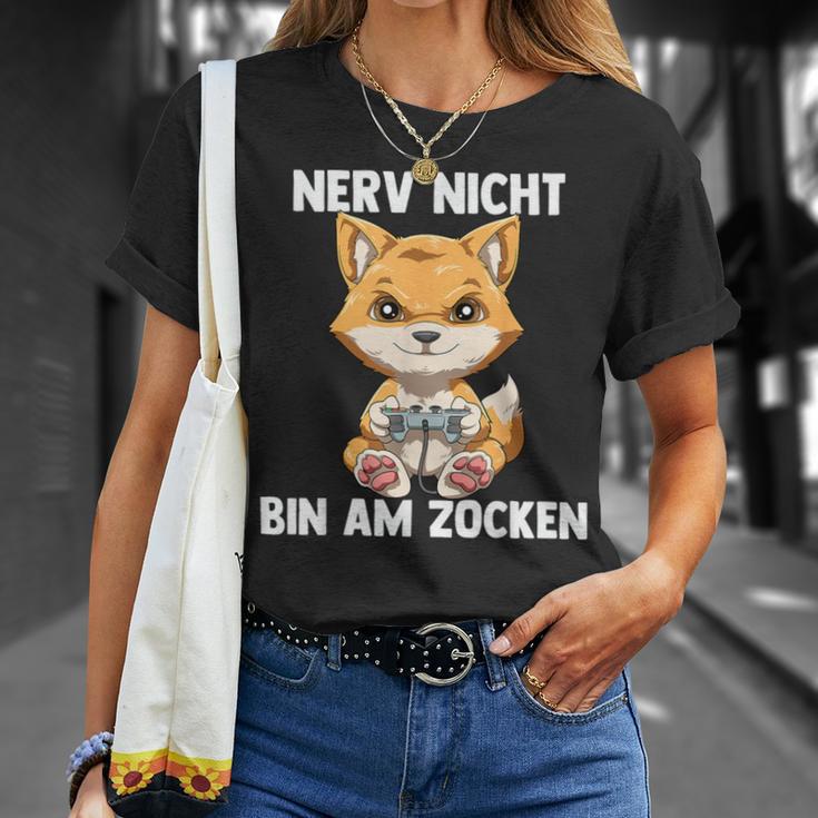 Bin Am Zocken Gaming Fox T-Shirt Geschenke für Sie