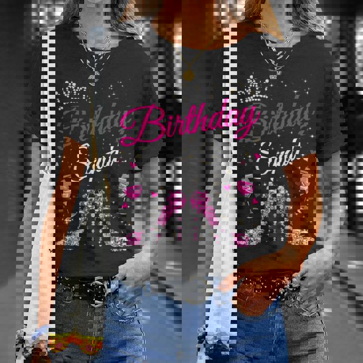 Birthday Squad Diva Squad Crown Hearts High Heel Girls T-Shirt Gifts for Her