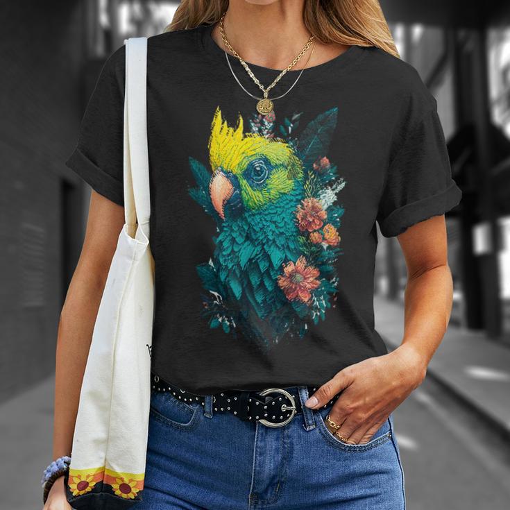 Blumen Papagei T-Shirt Geschenke für Sie