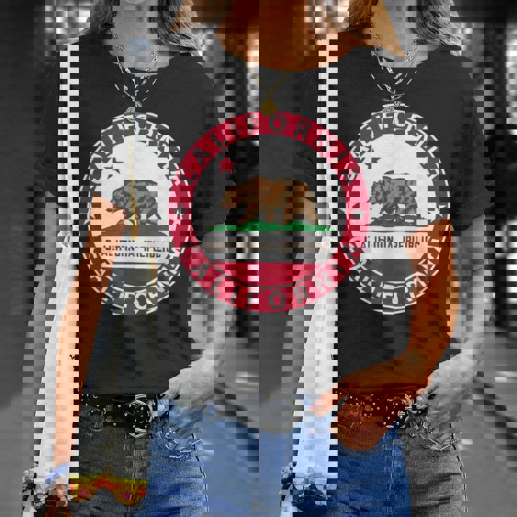 Californie California Drapeau D'ours Usa Etats-Unis America T-Shirt Cadeaux pour elle