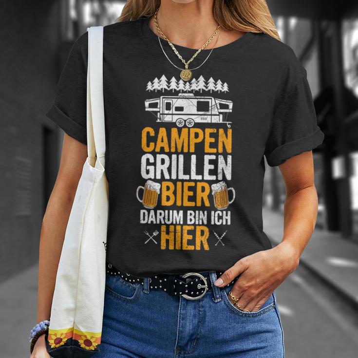 Camping Barbecue Beer Darum Bin Ich Hier Camping S T-Shirt Geschenke für Sie