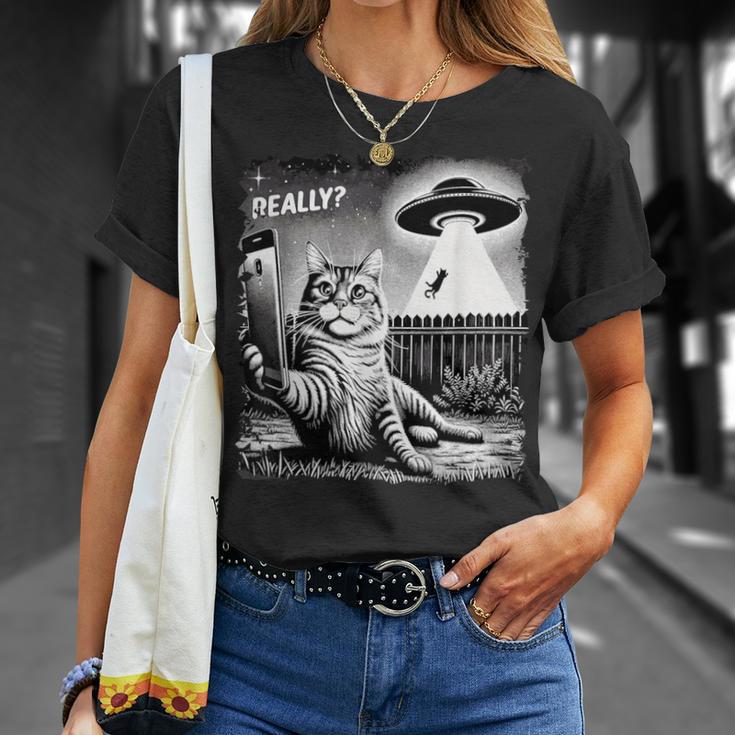 Cat Selfie Ufo & Alien Echt Jetzt Really T-Shirt Geschenke für Sie