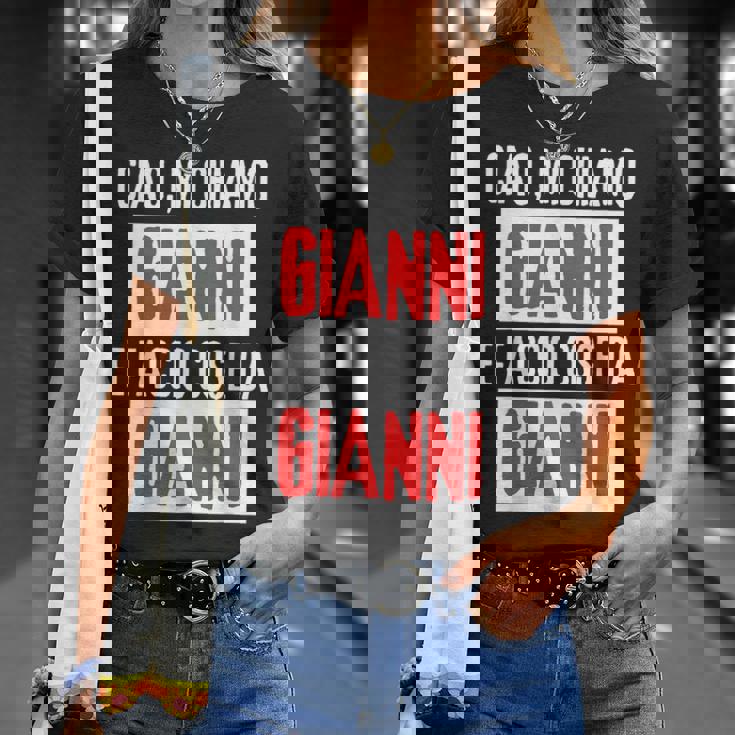 Ciao Sono Gianni Faccio Cose Da Gianni Personalizzato Maglietta Regalos para ella