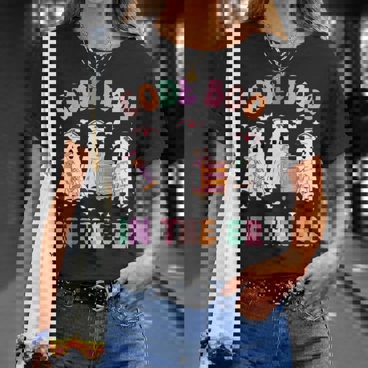 Code Boo In The Er Nurse Nursing Ghost Halloween Costume T-Shirt Gifts for Her