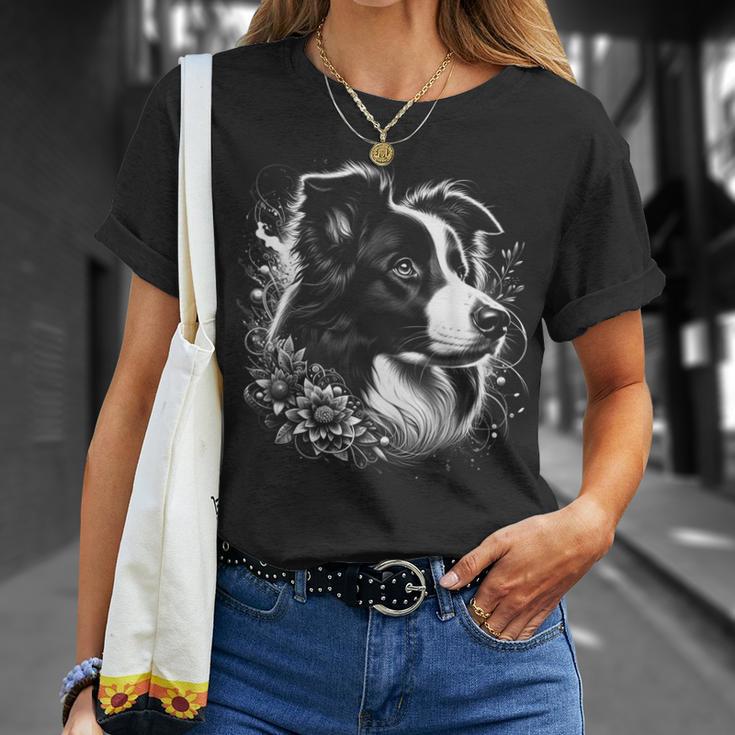 Cool Border Collie Artistic Portrait T-Shirt Geschenke für Sie