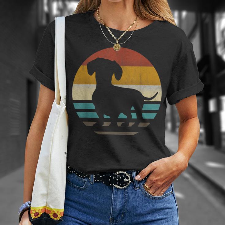 Dachshund Dachshund Dog Silhouette Retro T-Shirt Geschenke für Sie