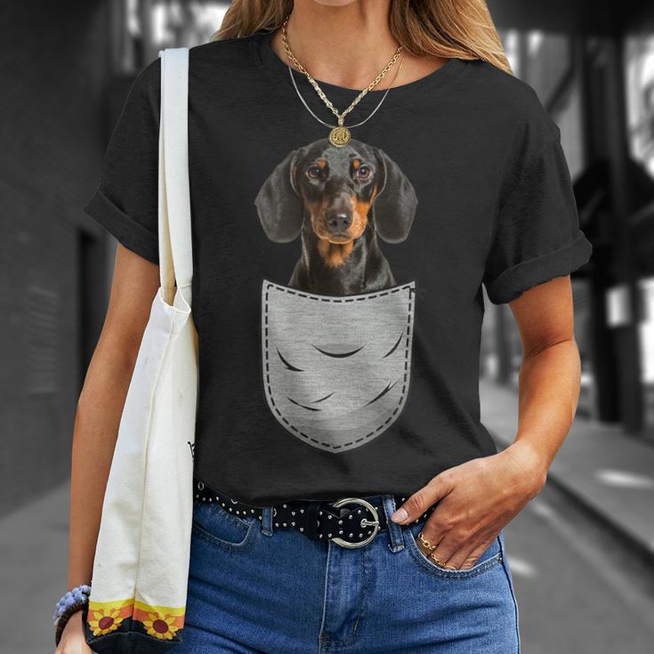 Dachshund Teckel Dachshund Chest Pocket Dog Owner T-Shirt Geschenke für Sie