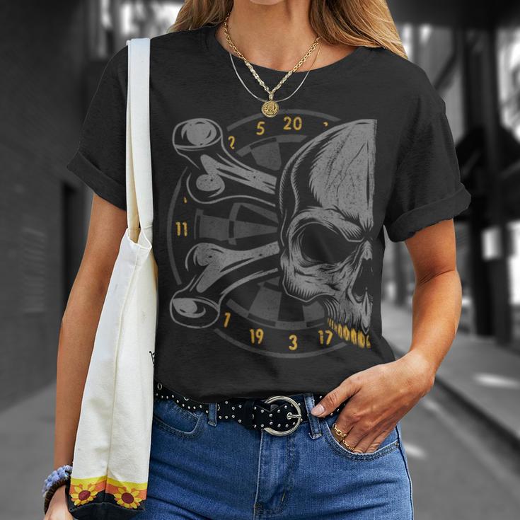 Dart Skull And Dartboard Retro Dart T-Shirt Geschenke für Sie