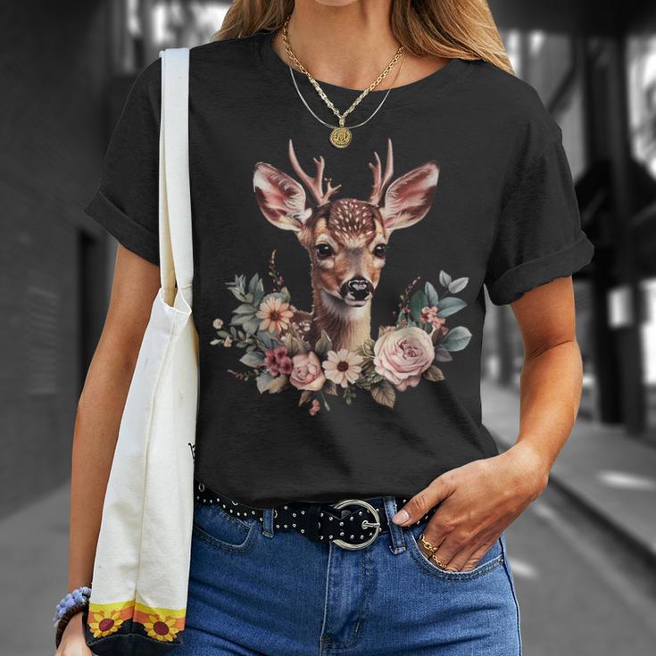 Deer Fawn Flowers Costume Dirndl Oktoberfest T-Shirt Geschenke für Sie