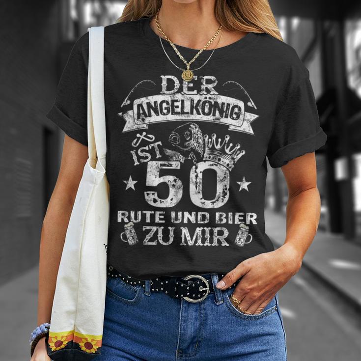 Der Angelkönig Ist 50 Jahre Birthday Fishing & Beer Fisherman S T-Shirt Geschenke für Sie