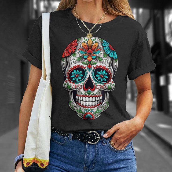 Dia De Los Muertos Decorative Mexican Head Sugar Skull T-Shirt Geschenke für Sie