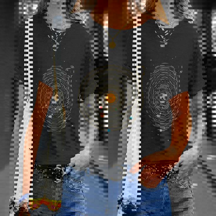 Disco Deinilo Con Sistema Solar De Planetas Astro Music Camiseta unisex Regalos para ella