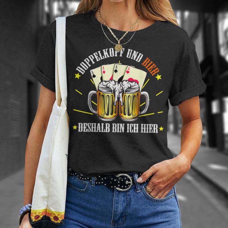 Doppelkopf And Bier Deshalb Bin Ich Hier Doppelkopf T-Shirt Geschenke für Sie