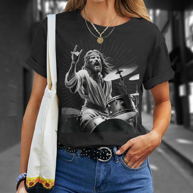 Drummer Rock Jesus Drums T-Shirt Geschenke für Sie