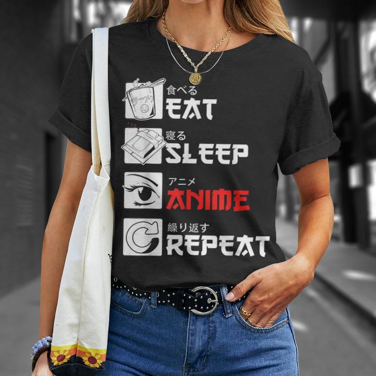 Eat Sleep Anime Repeat For Manga Fans T-Shirt Geschenke für Sie