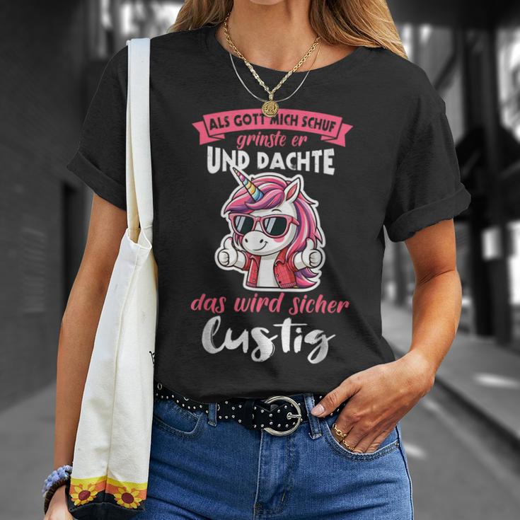 Einhorn Als Gott Mich Schuf Grinste Er T-Shirt Geschenke für Sie