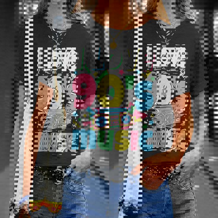 Me Encanta La Música De Los 90 Traje Retro Para Amantes De La Música De Los 90 Camiseta unisex Regalos para ella