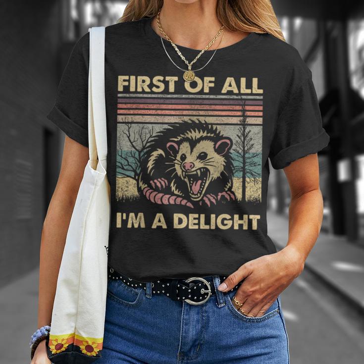 First Of All I'm A Delight Possum Lovers Shirt - Vibe Custom Shirts