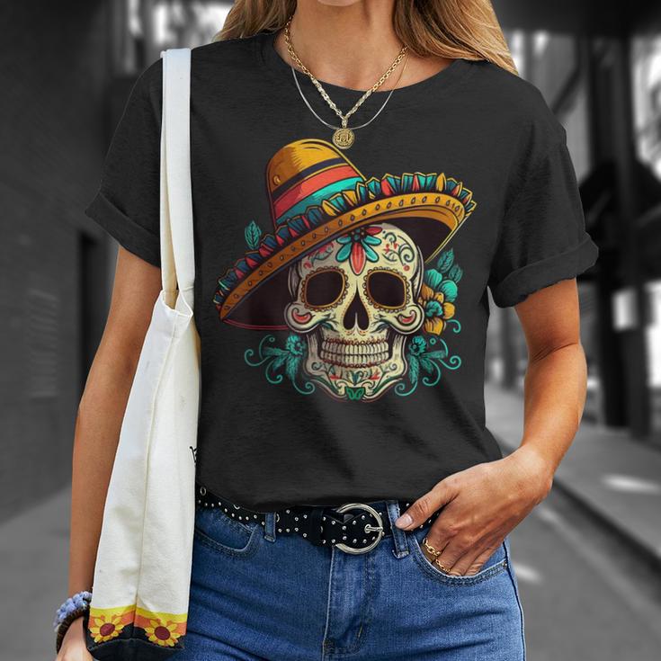 Flower Sugar Skull Cinco De Mayo Mexican Dia De Los Muertos T-Shirt Geschenke für Sie