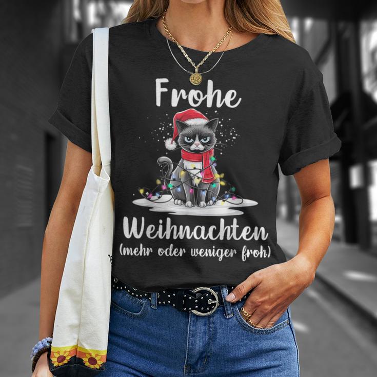 Frohe Weihnachten Grimmige Katzen Mehr Oder Weniger Froh T-Shirt Geschenke für Sie