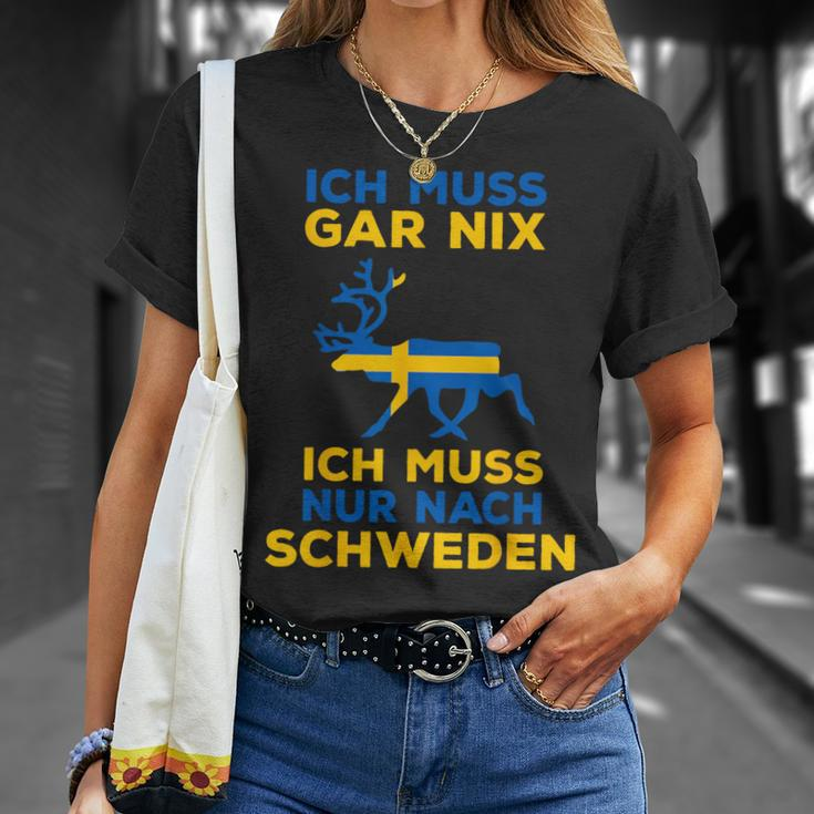 Ich Muss Nur Nach Sweden Scandinavia Nordlicht T-Shirt Geschenke für Sie