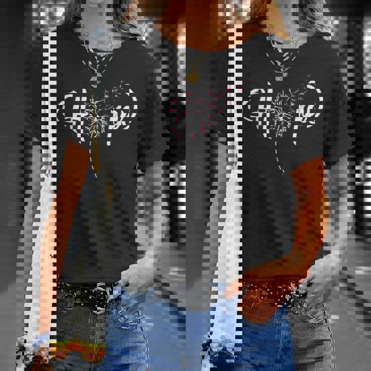 Hope Pink Ribbon Dandelion Breast Cancer Awareness Warrior T-Shirt Gifts for Her Hope Pink Ribbon Dandelion Breast Cancer Awareness Warrior T-Shirt Gifts for Her