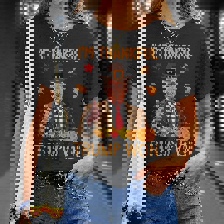 I'm Thankful Trump Won Thanksgiving Turkey Fall Women T-Shirt Gifts for Her I'm Thankful Trump Won Thanksgiving Turkey Fall Women T-Shirt Gifts for Her