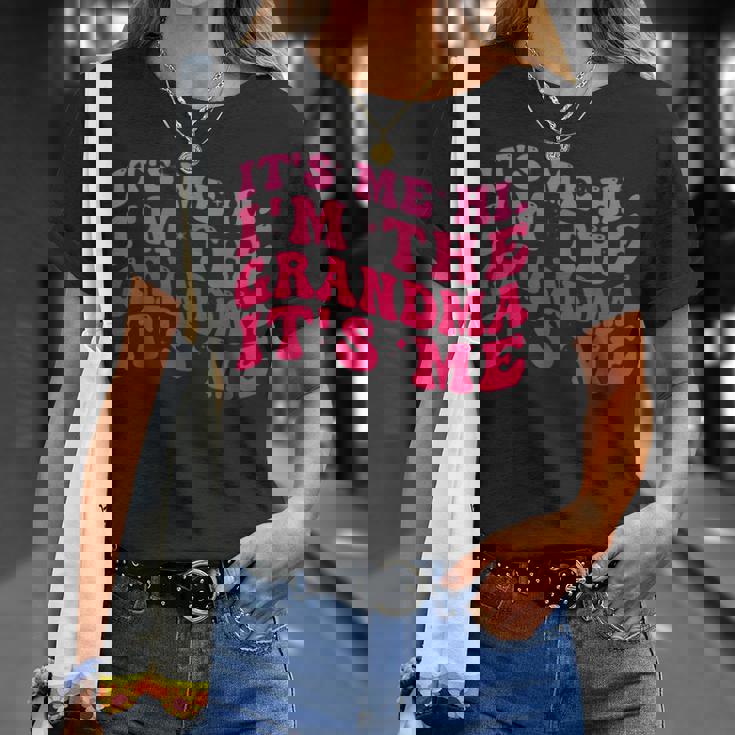 It's Me Hi I'm The Grandma It's Me Pink Groovy Grandma T-Shirt Gifts for Her