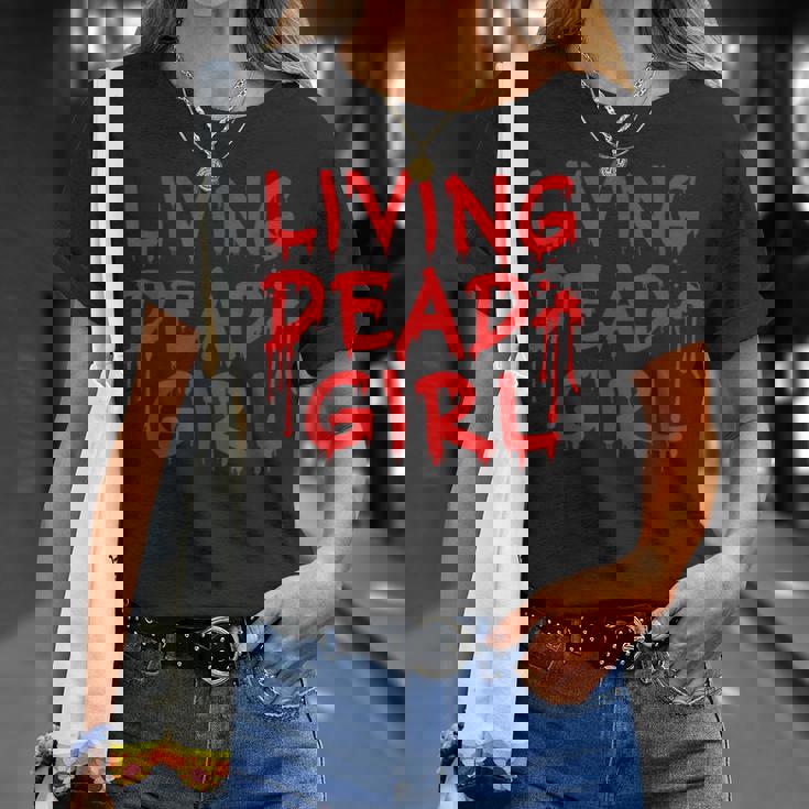 Living Dead Girl Dripping Blood Halloween Zombie Movie T-Shirt Gifts for Her