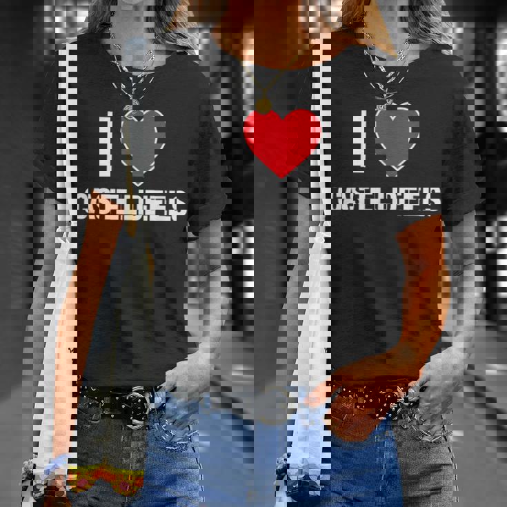 I Love Castelldefels Ciudad En España Con Red Love Heart Camiseta unisex Regalos para ella