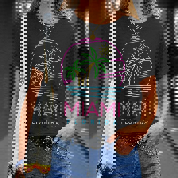 I Love Miami & Miami Loves Me Cool Miami Illustration Maglietta Regalos para ella