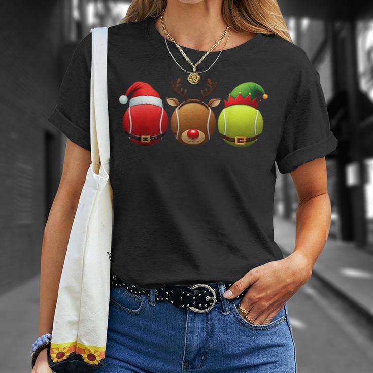 Lustiges Weihnachtsmann Rentier Elf Tennis Weihnachten Damen Herren Kinder T-Shirt Geschenke für Sie