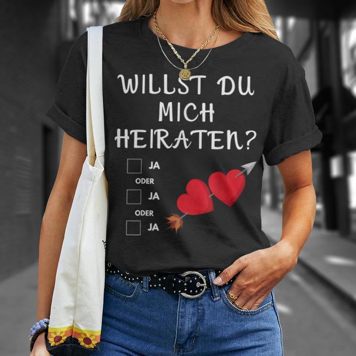 Marriage Proposal Willst Du Mich Marrieaten Wedding Proposal T-Shirt Geschenke für Sie