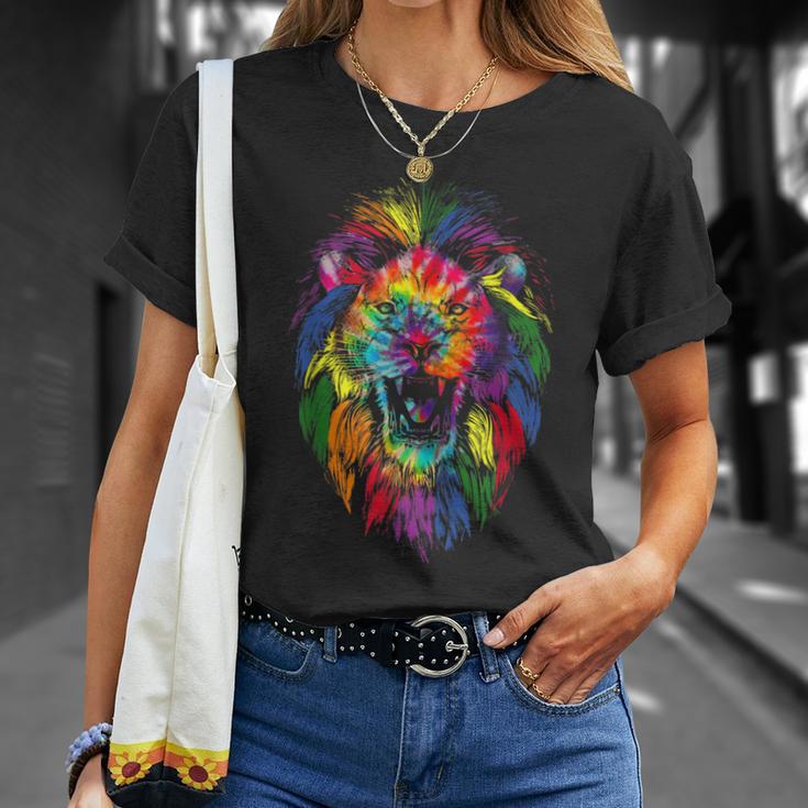 Mb35 Gay Pride Lion Lgbt Rainbow Tie Dye Pride Month Parade T-Shirt Gifts for Her