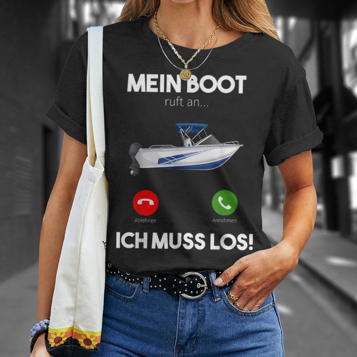 Mein Boot Ruft An Ich Muss Los Motorboat Yacht Ship T-Shirt Geschenke für Sie