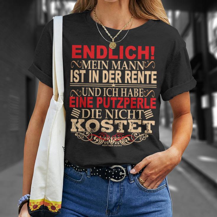 Mein Mann Ist In Der Rente Und Ich Habe Putzperlle-Rentner My Man T-Shirt Geschenke für Sie