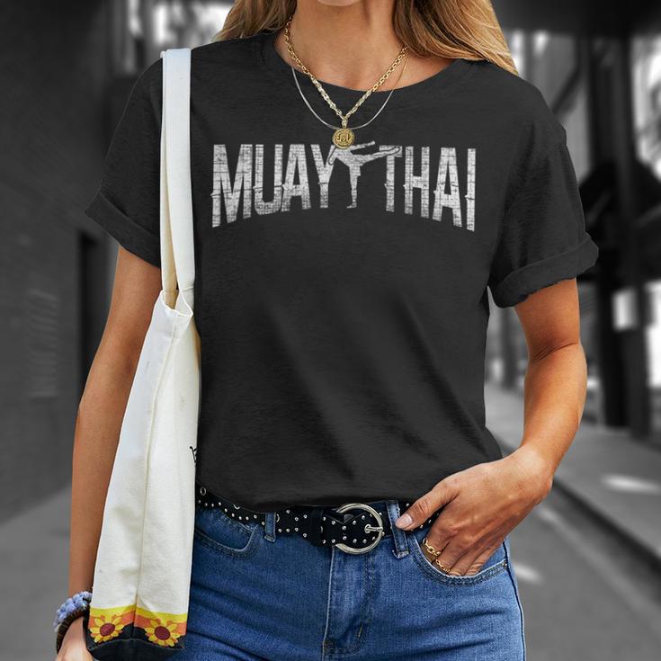 Muay Thaiintage Retro Fighter Fighter Lettering T-Shirt Geschenke für Sie