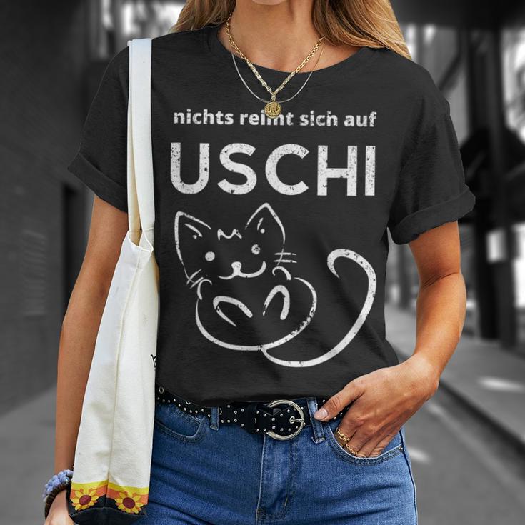 With Nichts Reimt Sich Auf Uschi Slogan With Cat Grunge T-Shirt Geschenke für Sie