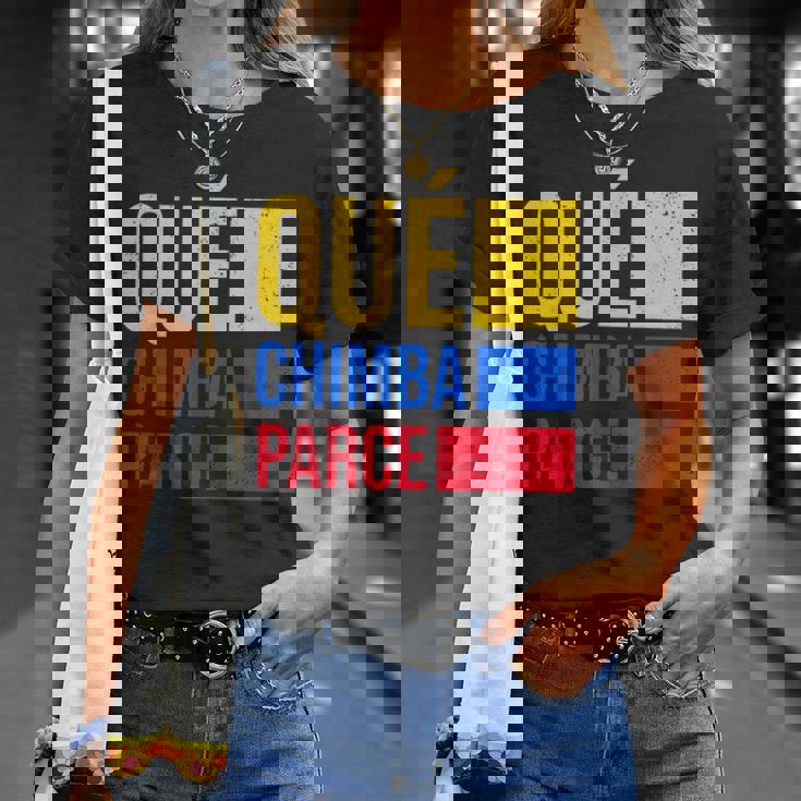 Qué Chimba Parce Colombia Flag Retro Vintage Colombian Slang T-Shirt Gifts for Her