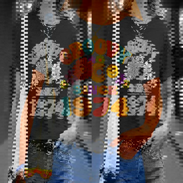 Retro Groovy Since 1974 Birthday 50 Years Old 50Th Birthday T-Shirt Gifts for Her
