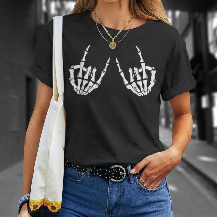 Rock & Roll Skeleton Hand T-Shirt Geschenke für Sie