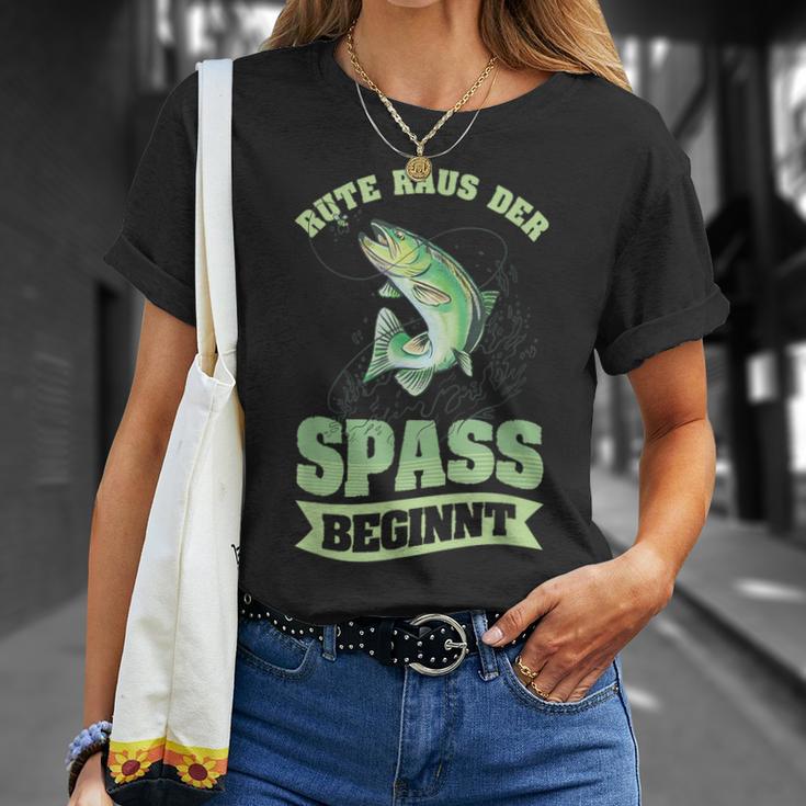 Rute Raus Der Spaß Beginnt Lustiger Angler Angeln Slogan T-Shirt Geschenke für Sie