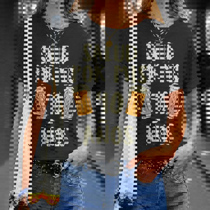 Salud Por Mis 40 Anos Cerveza Humor Birthday Hombre Regalo Camiseta unisex Regalos para ella